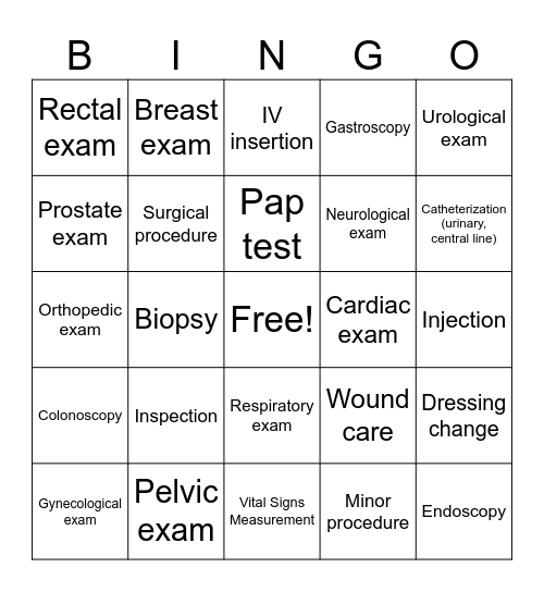 Exam Vocabulary Bingo Card