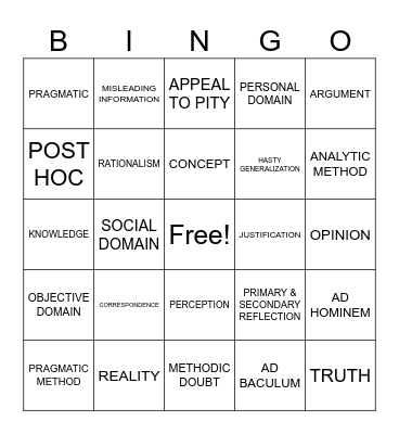 Philosophy Bingo Card