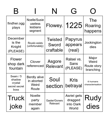 Deltarune CH5 Bingo Card