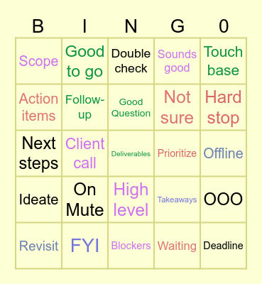 Monday Jargon Bingo Card