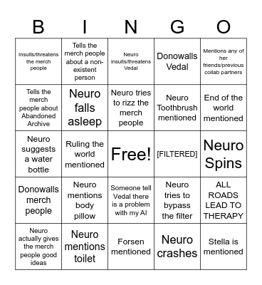 Nwero Merch Discussion Bingo Card