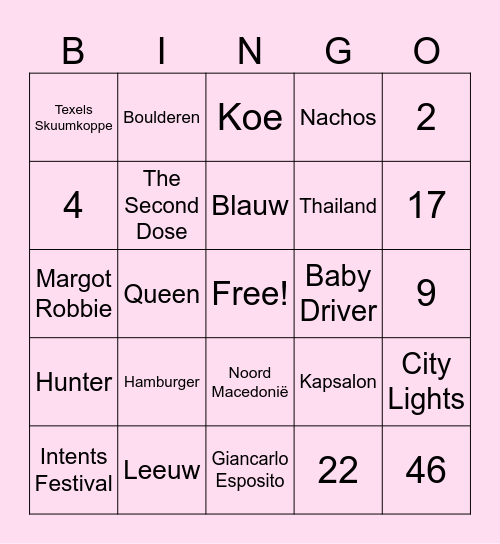 Nathan's 22e verjaardag Bingo Card
