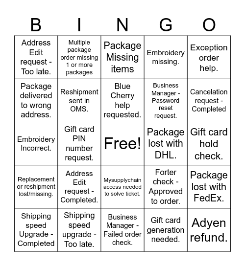 EOSS - Leads & Ops Bingo Card