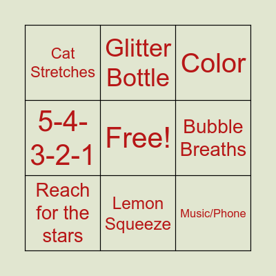 Relaxation Stations Bingo Card