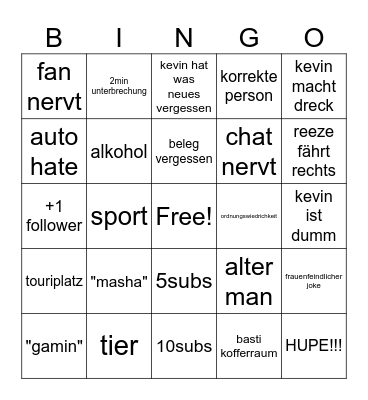 Edeltalk Bingo Card