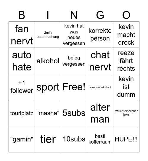 Edeltalk Bingo Card
