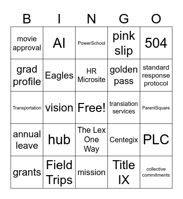 Welcome Back GES! Bingo Card