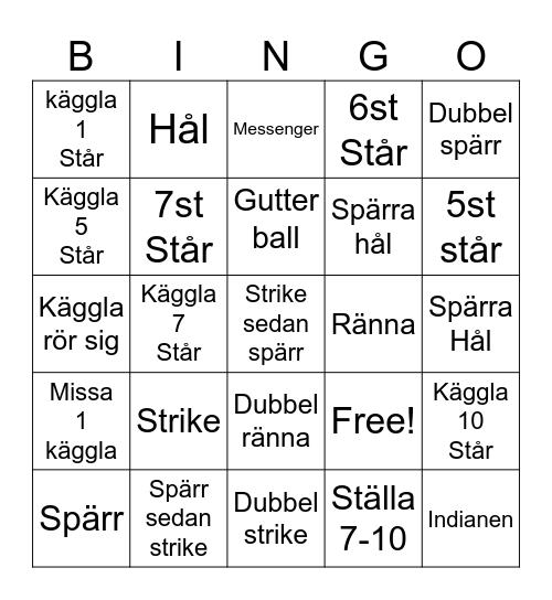 Bingo bowling Bingo Card