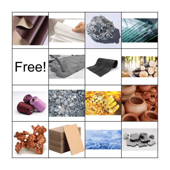 MATERIALS BINGO! Bingo Card