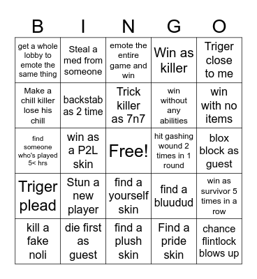 forsaken bingo! :D Bingo Card