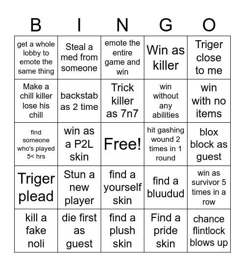forsaken bingo! :D Bingo Card