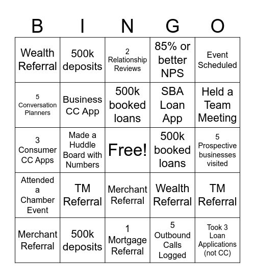 August Bingo Card