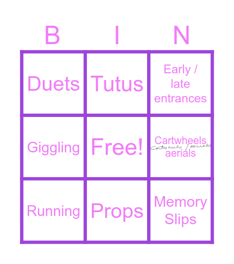 TALENT SHOW BINGO Card