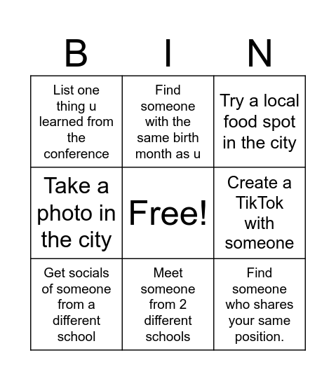 Umich RLC 2025 Bingo Card