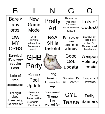 Half Anni 2025 Bingo Card