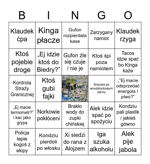 Woodstockowe bingo Card
