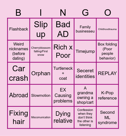 K-Drama Bingo Card