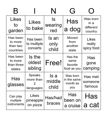 Icebreaker Bingo: Find Someone Who Bingo Card