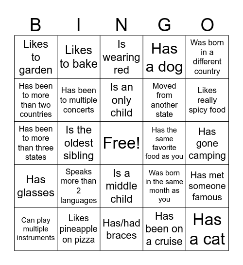 Icebreaker Bingo: Find Someone Who Bingo Card