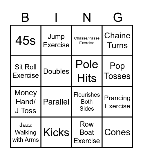 Color Guard BING Bingo Card
