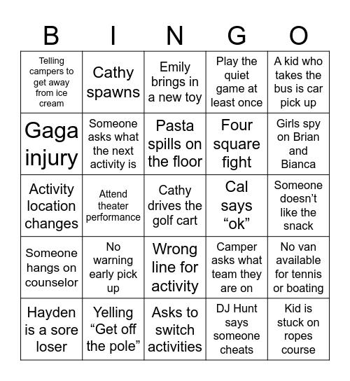 Week 7 BINGO Card