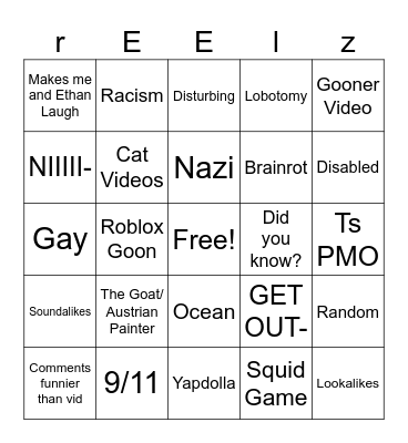 REEL. Bingo Card