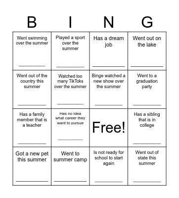 College and Career Bingo Card
