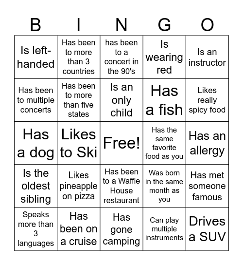 Icebreaker Bingo: Find Someone Who Bingo Card
