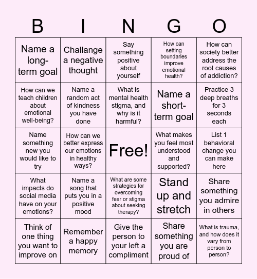 Women's Empowerment Bingo Card