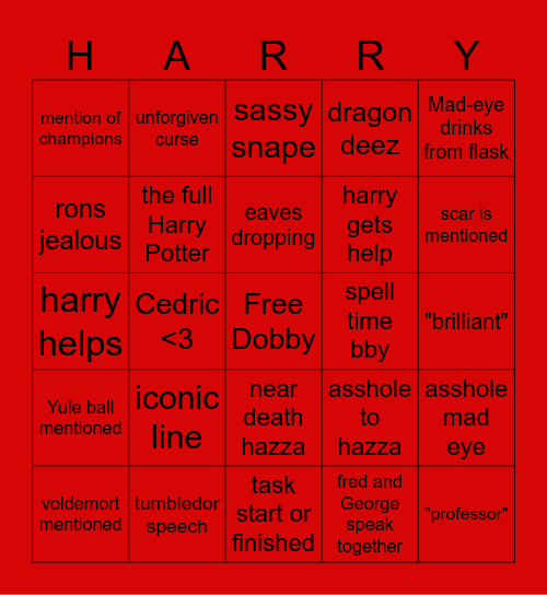 harreh pottah and the goblet of rights Bingo Card