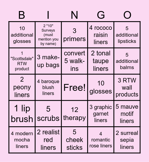 SCOTTSDALE LIP LAB BINGO Card