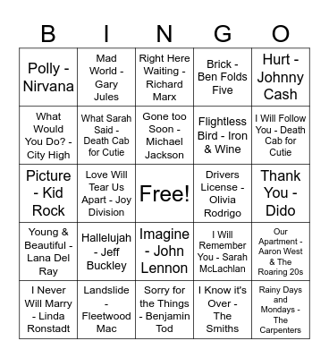 Oops... All Bummers Bingo Card