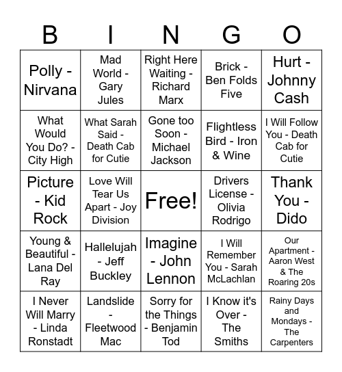 Oops... All Bummers Bingo Card
