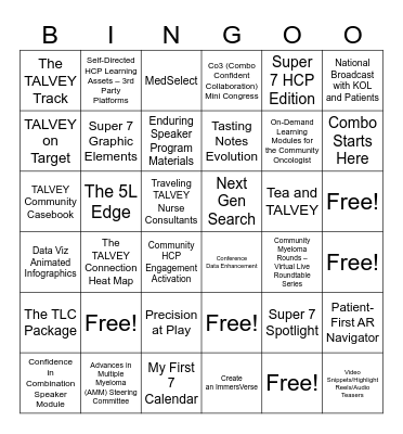 TALVEY Shift Into High Gear BINGO Card