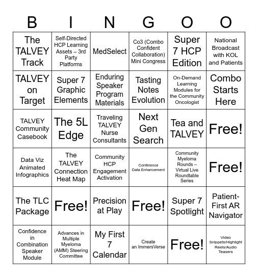 TALVEY Shift Into High Gear BINGO Card