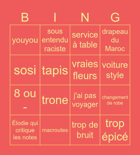 4 mariage pour une lune de miel Bingo Card