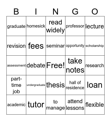 Education Bingo Card