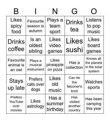 Find someone who... Bingo Card