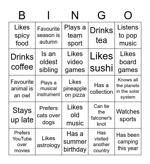 Find someone who... Bingo Card