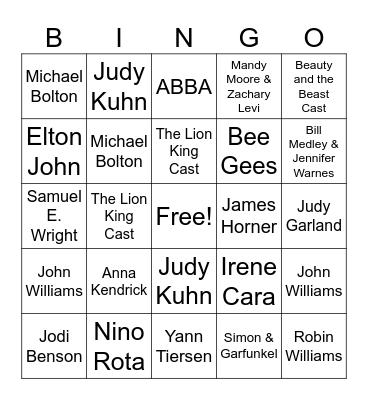 Film & musical Bingo Card