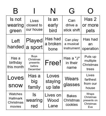 Christmas Bingo Card