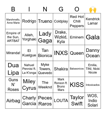 Bingo Musical - WES Bingo Card