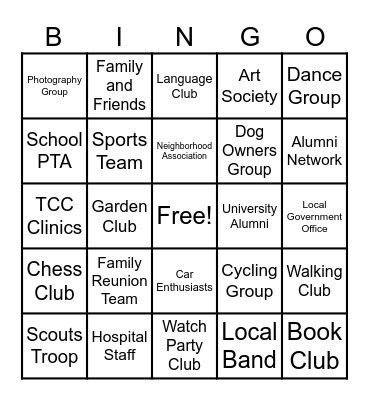 Create A Beach Walk Team Bingo Card