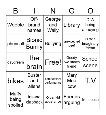 ARTHUR Bingo Card