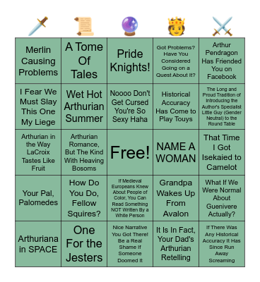 Arthuriana August Reading Challenge Bingo Card