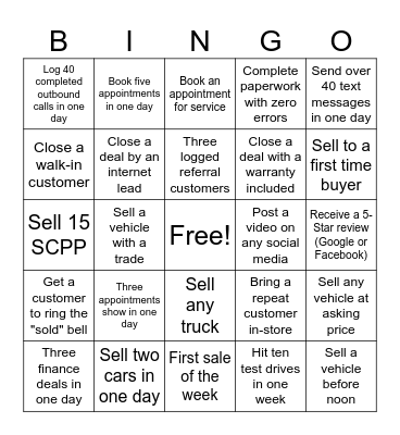 S A L E S Bingo Card