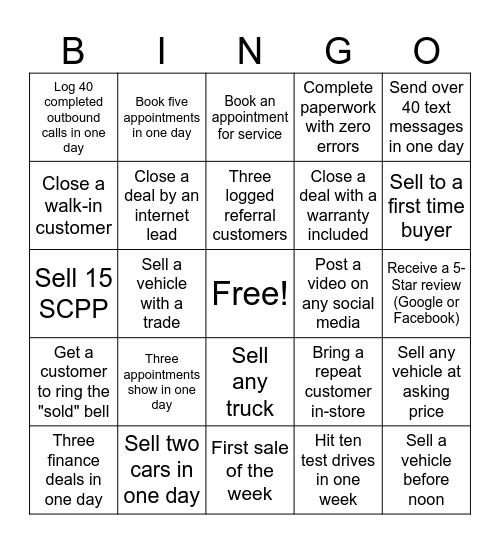 S A L E S Bingo Card
