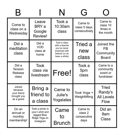 BRY BINGO! Bingo Card