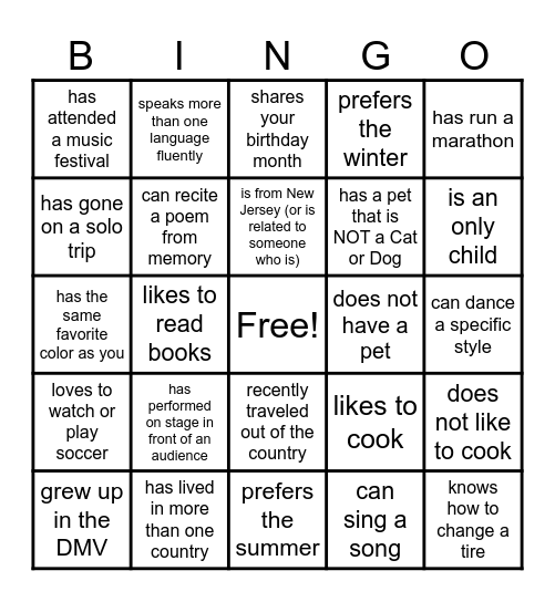 Potluck Bingo - Find Someone Who Bingo Card