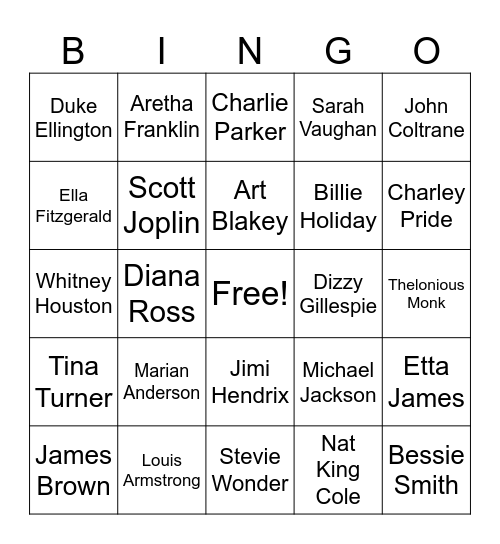 Black History Bingo Card